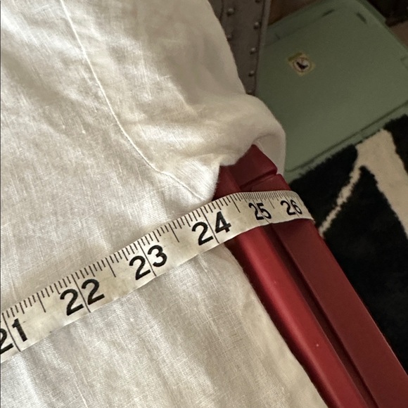 EILEEN FISHER mandarin collar white organic linen long sleeve blouse size medium - Picture 5 of 7